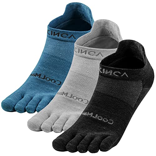 OrrinSports 3 pares de calcetines atléticos para los dedos de los pies para hombres y mujeres que corren cinco dedos, Calcetines deportivos para maratón