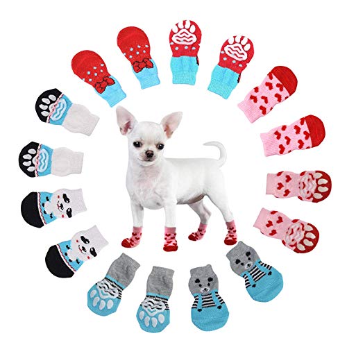 NO Heiqlay Calcetines para Perros, Calcetines para Mascotas Protectores de Patas para Perros Calcetines Antideslizantes Control de tracción protección para Las Patas para Perros Gatos, 4...