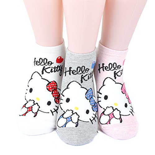 Hello Kitty Series Women's Original Socks 3pairs(3color)=1pack Made in Korea 01