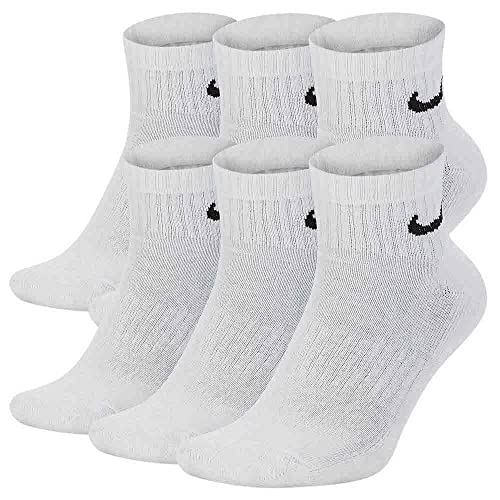 NIKE Everyday Cushioned Socks, Mens, White/Black, XL
