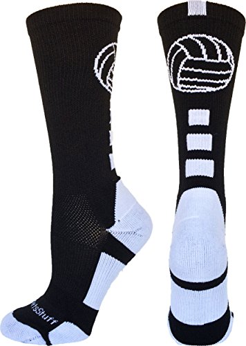 MadSportsStuff - Calcetines de voleibol de media caña con logotipo (varios colores), Medium, Negro/Blanco