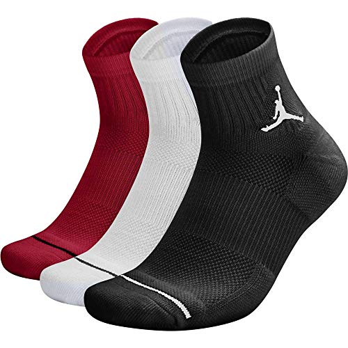 NIKE Jumpman QTR 3Ppk Calcetines, Hombre, Negro (Black/White/Gym Red), M