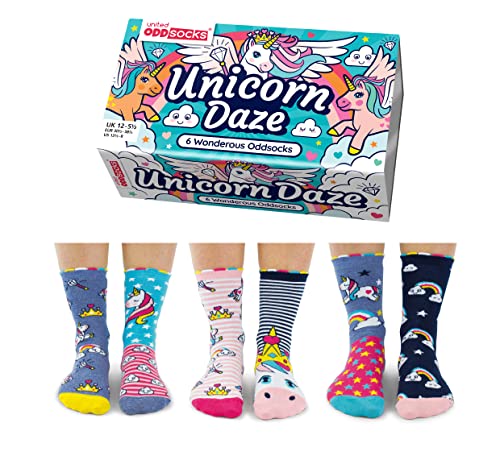 Unicorn Daze – Calcetines para niñas, Caja 6 United, multicolor (talla 30,5 - 38,5)