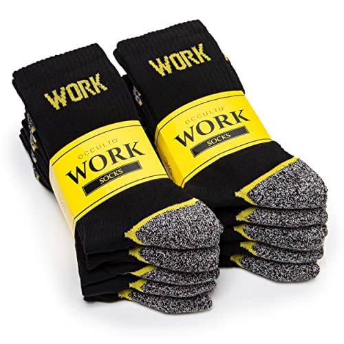 Occulto calcetines de trabajo hombre pack de 10 (modelo: Karl) (43-46, Negro)