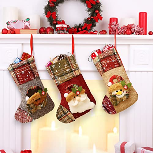 Calcetines Navidad Hillylolly 3 Piezas Calcetines Navidad Chimenea, Christmas Stocking, Botas de Navidad, Calcetines Navidad Personalizados, Decoracion Navidad para Chimenea/Escaleras/Árbol de...