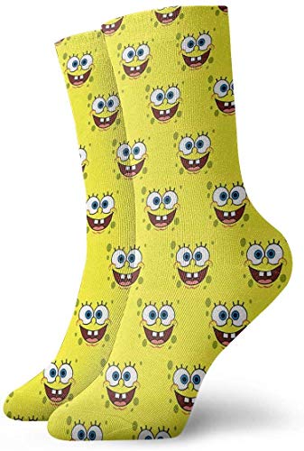Tangdouou Christmas Special Mens Crew Socks Spongebob Face Painting Compression Socks Casual Cushion Tube Socks