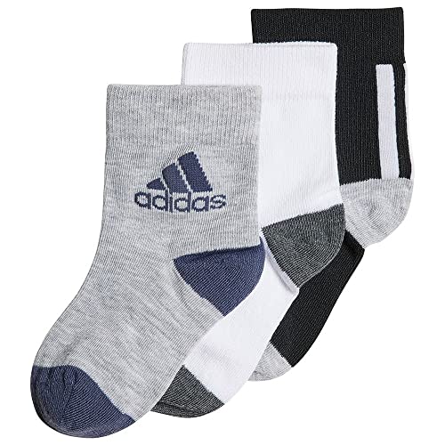 adidas Socks 3PP, Unisex Kids, Black/White/Medium Grey Heather, KS