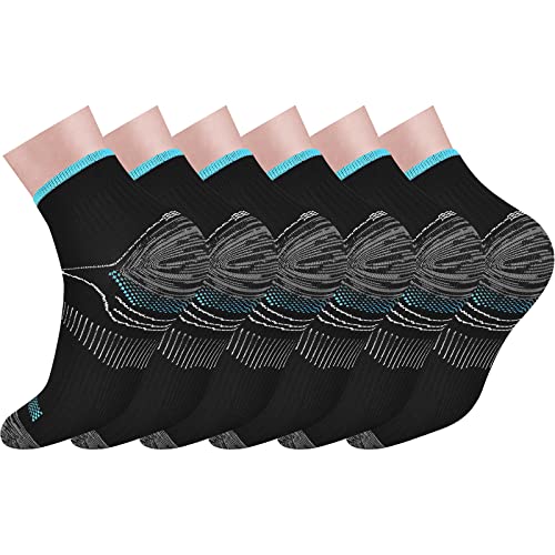 Pnosnesy 6 Pares de Calcetines de Compresión Para Hombres y Mujeres Calcetines Para Fascitis Plantar Calcetines Deportivos de corte bajo Calcetines Deportivos (S/M, MIX 2)