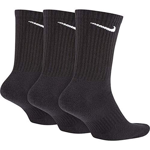 Nike Calcetines deportivos unisex Everyday Cushion Crew Training (3 pares), blanco y negro, 34 cm
