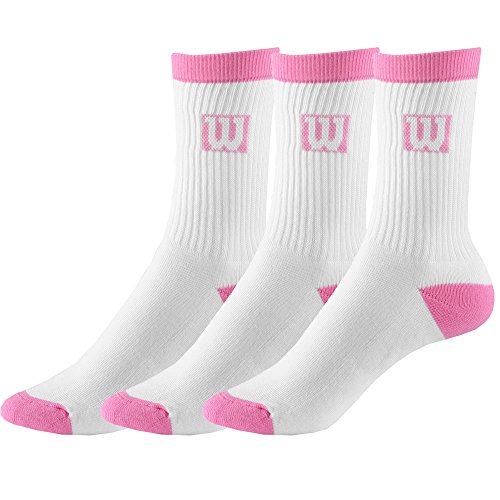 Wilson Girls White/Pink Crew Socks (UK Size 12.5 - 3) by Wilson