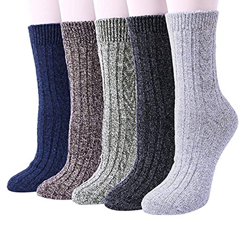 5 pares de mujeres en clima frío cálido cálido y grueso equipo de lana Casual invierno lana calcetines
