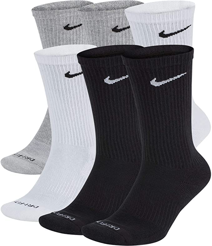 Nike Calcetines acolchados de algodón Dri-Fit para hombre (6 pares), Multi, Medium